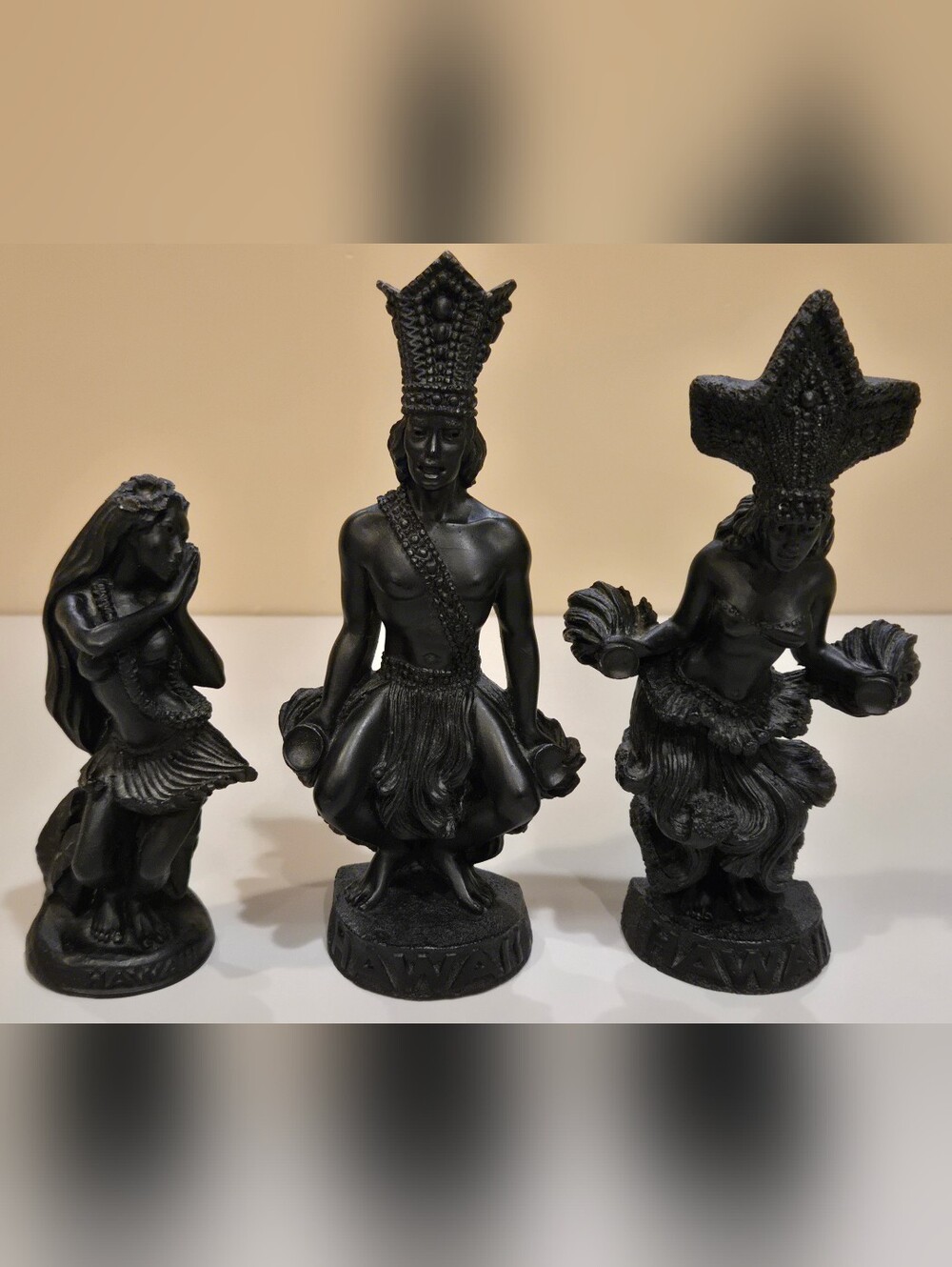 Vintage Hip Originals Hawaiian Hula Dancers Wooden Figurine Set Of 3